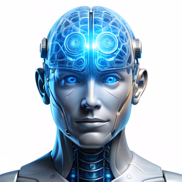 Artificial intelligence robot brain - Ai artificial intelligence robot head with digital graphic brain ...