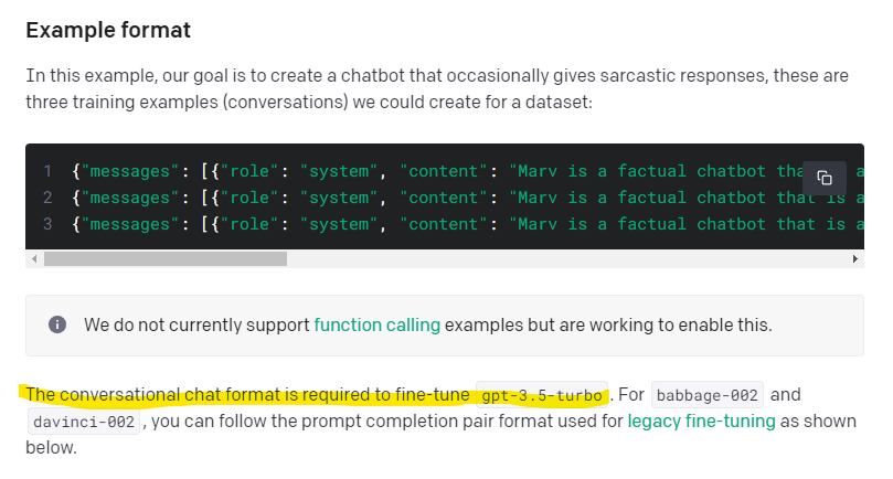 GPT-3.5-turbo fine-tuning - Data format for fine-tuning 3.5 Turbo? - API - OpenAI Developer ...
