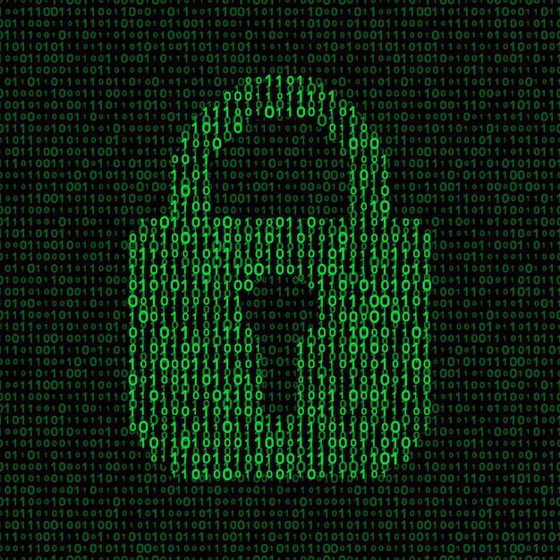 Padlock on binary code - Locked padlock on binary code background | Premium Vector