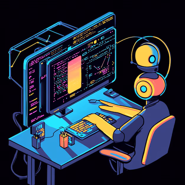 AI image generation interface - Developer engaging with ai code generation interface | Premium AI ...