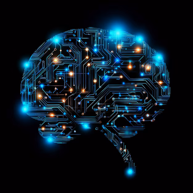 Artificial intelligence brain - Artificial intelligence brain with neural network patterns ...