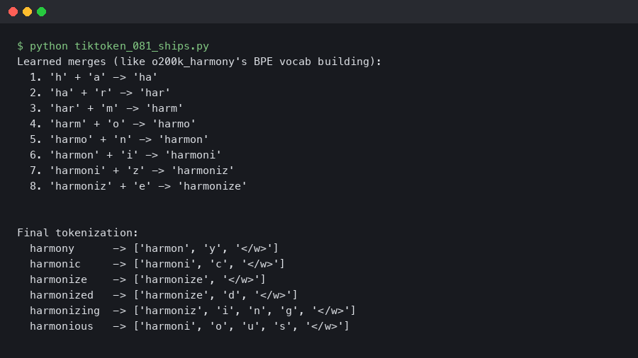 tiktoken 0.8.1 Ships o200k_harmony Encoding for GPT-5.5